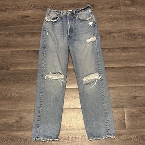Agolde Distressed 90’s loose fit distressed Blue Jeans 27